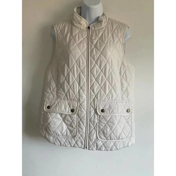 Womens Puffer Vests Croft & Barrow White Puffer Vest SIZE M - Picture 1 of 10